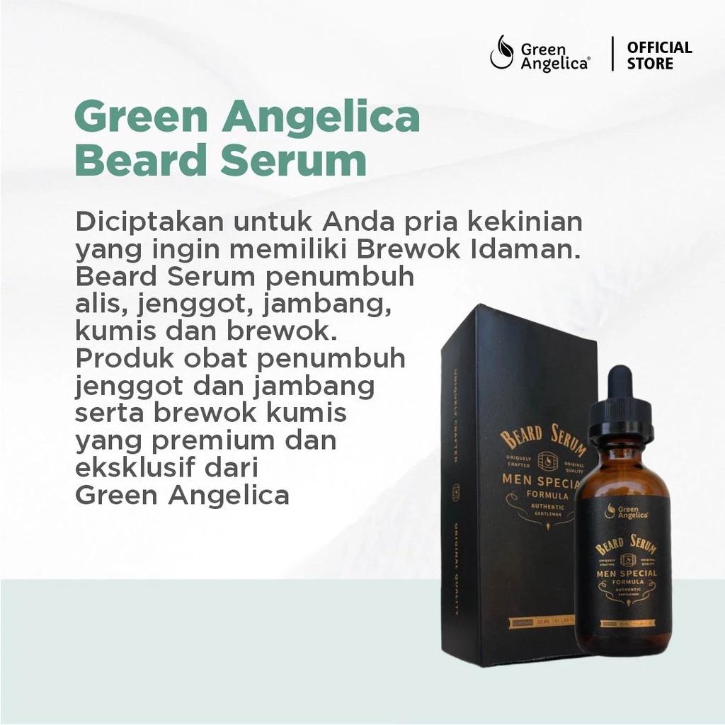 Green Angelica Beard Serum 20 ml - Beard, Mustache, Sideburn & Eyebrow Growth Serum - BPOM Certified