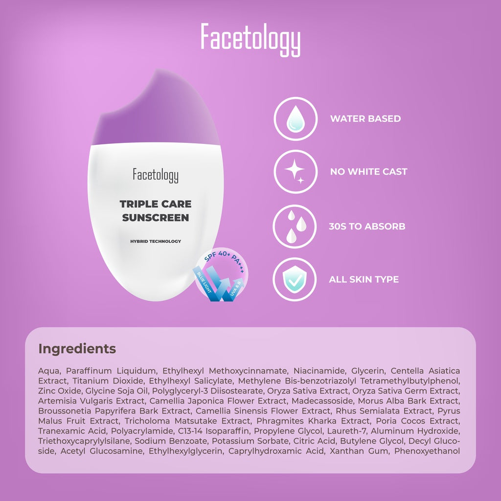 Facetology Triple Care Sunscreen / Tinted SPF50