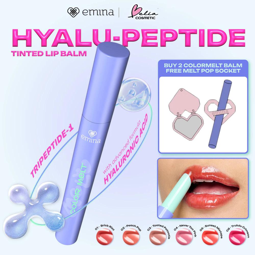 Emina Hyalupeptide Glow Balm | Color-Melt Tinted Lip Balm | Hydrates & Brightens Lips
