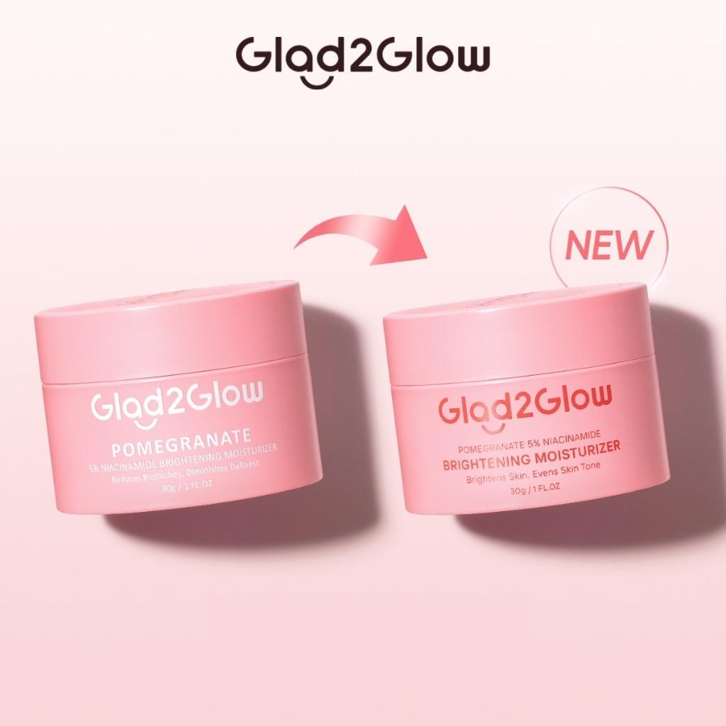 Glad2Glow Facial Moisturizer 30g Pomegranate 5% Niacinamide & Blueberry 5% Ceramide for Sensitive Dull Acne Dark Spot Skin Care