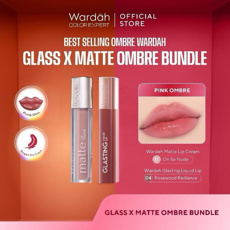 [BUY 2 GET 3] Wardah Ombre Lip Kit – Dark Lip Cover, Matte & Glasting Finish, Cleopatra Look