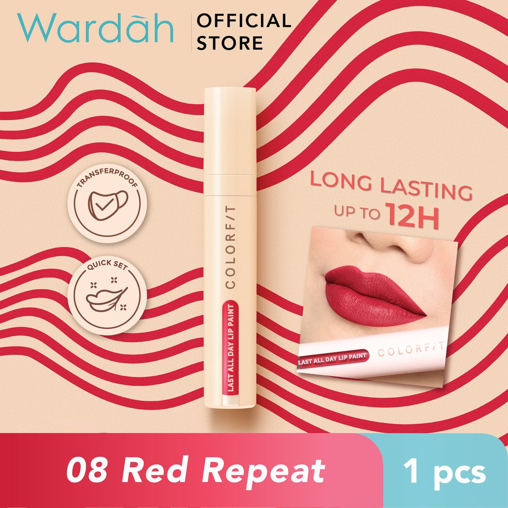 [LIP MATTE TAHAN LAMA] WARDAH Colorfit Last All Day Lip Paint 4 gr (Shade 1-12) Tahan Lama Hingga 12 Jam - Transferproof dengan One Swipe Coverage - Warna Intense - Lipstik Tahan Air dan Minyak - Liptint Anak Sekolah - Liptint - Makeup
