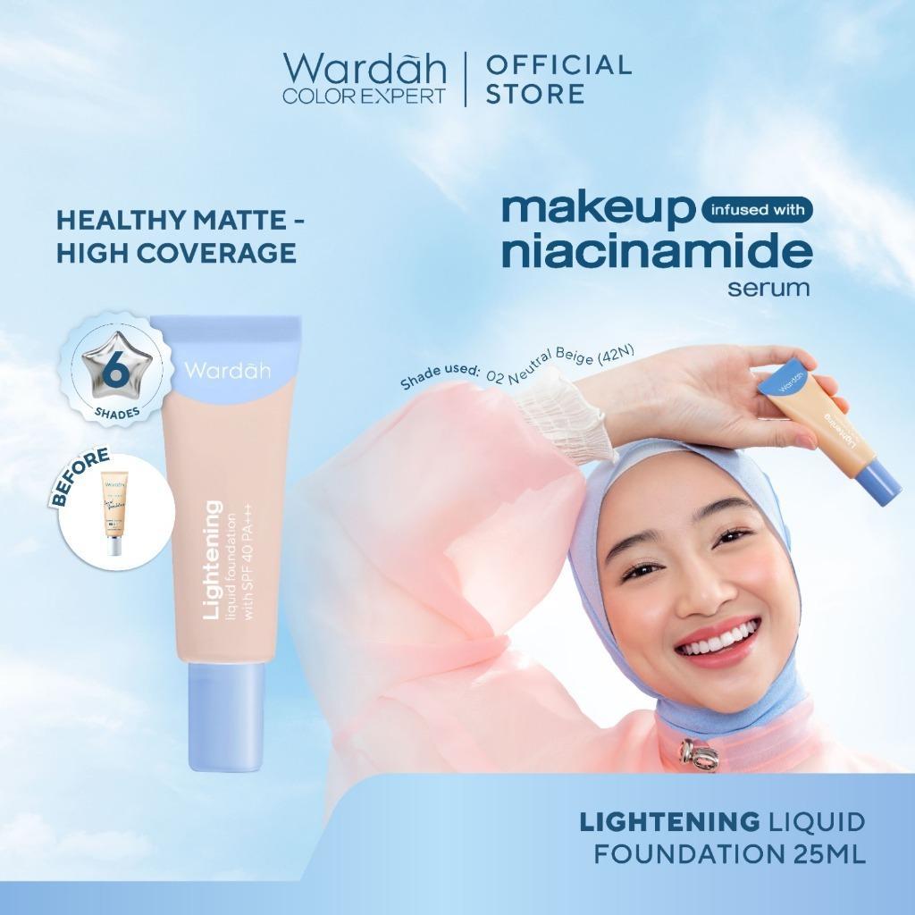 WARDAH Lightening Liquid Foundation Make Up – Skin-Like to High Coverage Base with SPF 40 PA+++ (25ml)
