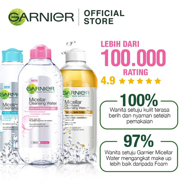 Garnier Micellar Salicylic Blue - 3 pcs 125 ml Skincare Pembersih Wajah & Makeup Kulit Berminyak