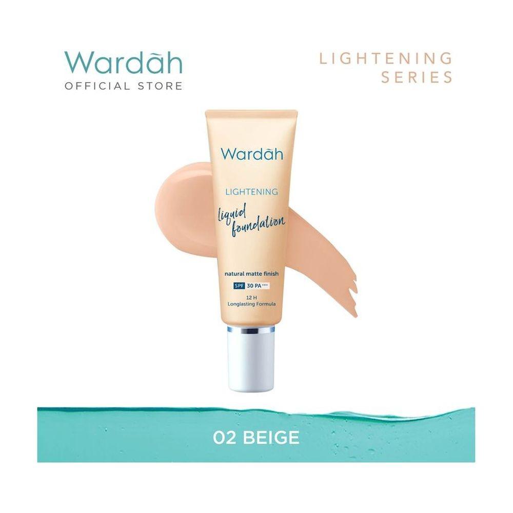 Wardah Lightening Liquid Foundation 02 Neutral Beige – Lightweight Coverage + Brightening Power with SPF