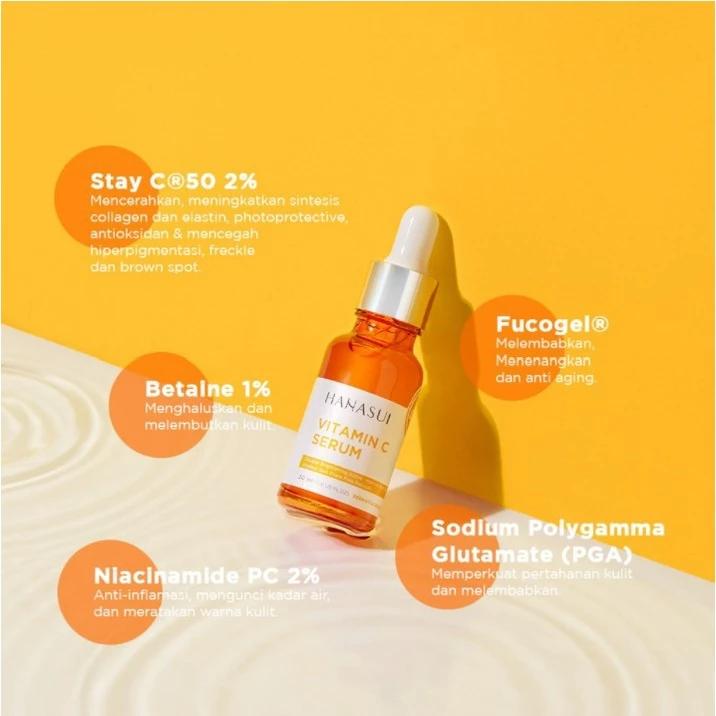 HANASUI Serum Gold Whitening Vitamin C Collagen Anti Acne BPOM for Radiant Skin Care
