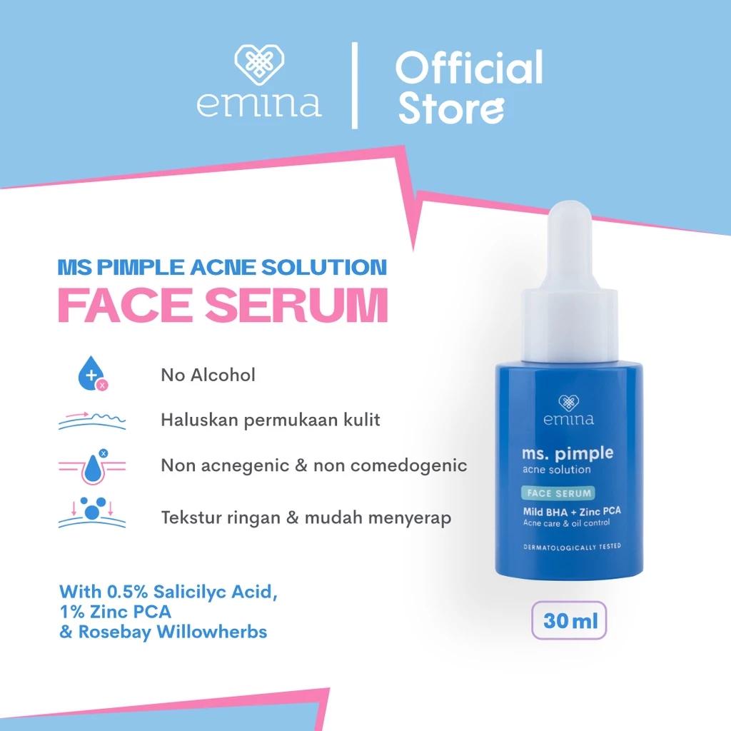 Emina MS Pimple Acne Solution Face Serum 30 mL - Oil Control & Alcohol-Free Formula with Mild BHA & Zinc PCA for Acne Treatment