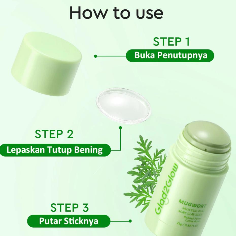 Glad2Glow Clay Stick 25g Brightening Mugwort & Volcano Variants Anti-Blackhead Pore-Refining Face Mask Perfect Blurring Powder Foundation