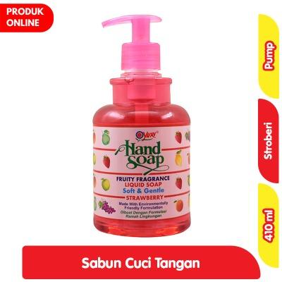 Yuri Hand Soap Strawberry Pump 410ml | Antibacterial Hand Wash with Sweet Strawberry Scent