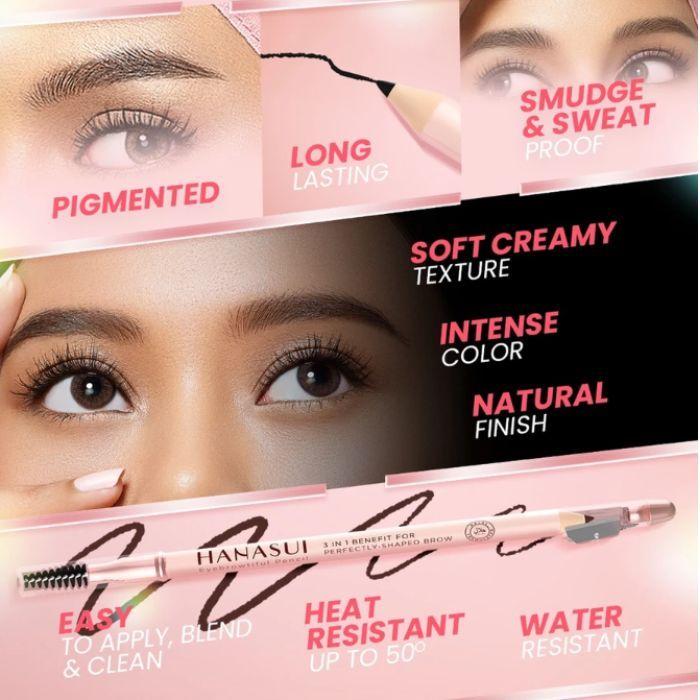 Hanasui Eyebrowtiful Pencil – 3-in-1 Smudgeproof & Waterproof Eyebrow Pencil