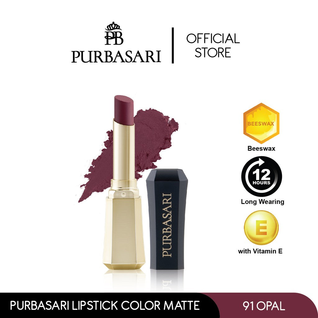 Purbasari Lipstick Color Matte 91 / Lipstick Matte / Lipstick tahan 12jam - Ringan dan lembut di bibir