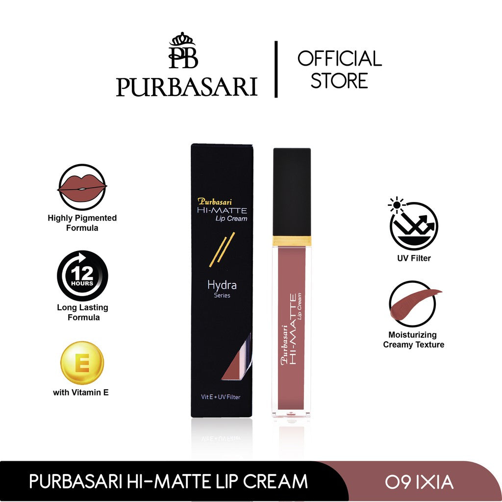 Purbasari Hi-Matte Lip Cream 09 Ixia / Matte Lipcream / Matte Lipstick - Lembut Tahan Lama Pelembab Pigmentasi Tinggi