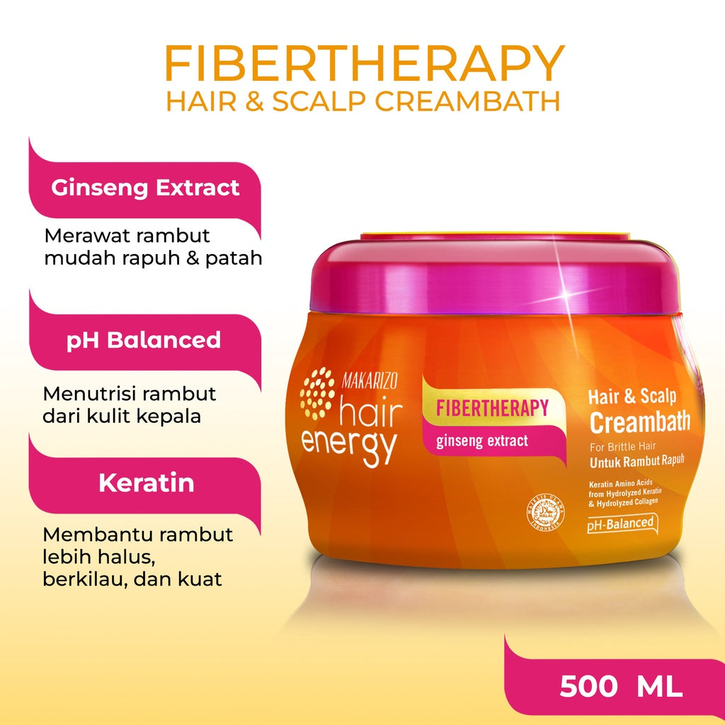 Makarizo Hair Energy Fibertheraphy Creambath Ginseng Extract 500 mL