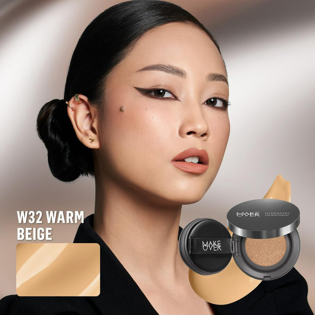 MAKE OVER Hydrastay Lite Glow Cushion 15 g - Cushion atau Foundation Compact untuk Dry Skin atau Kulit Kering BEST SELLER High Coverage Concealer Foundation Make Up Makeup