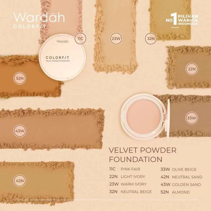Wardah Colorfit Velvet Powder Foundation 11g – Two Way Cake for Smooth Matte Finish