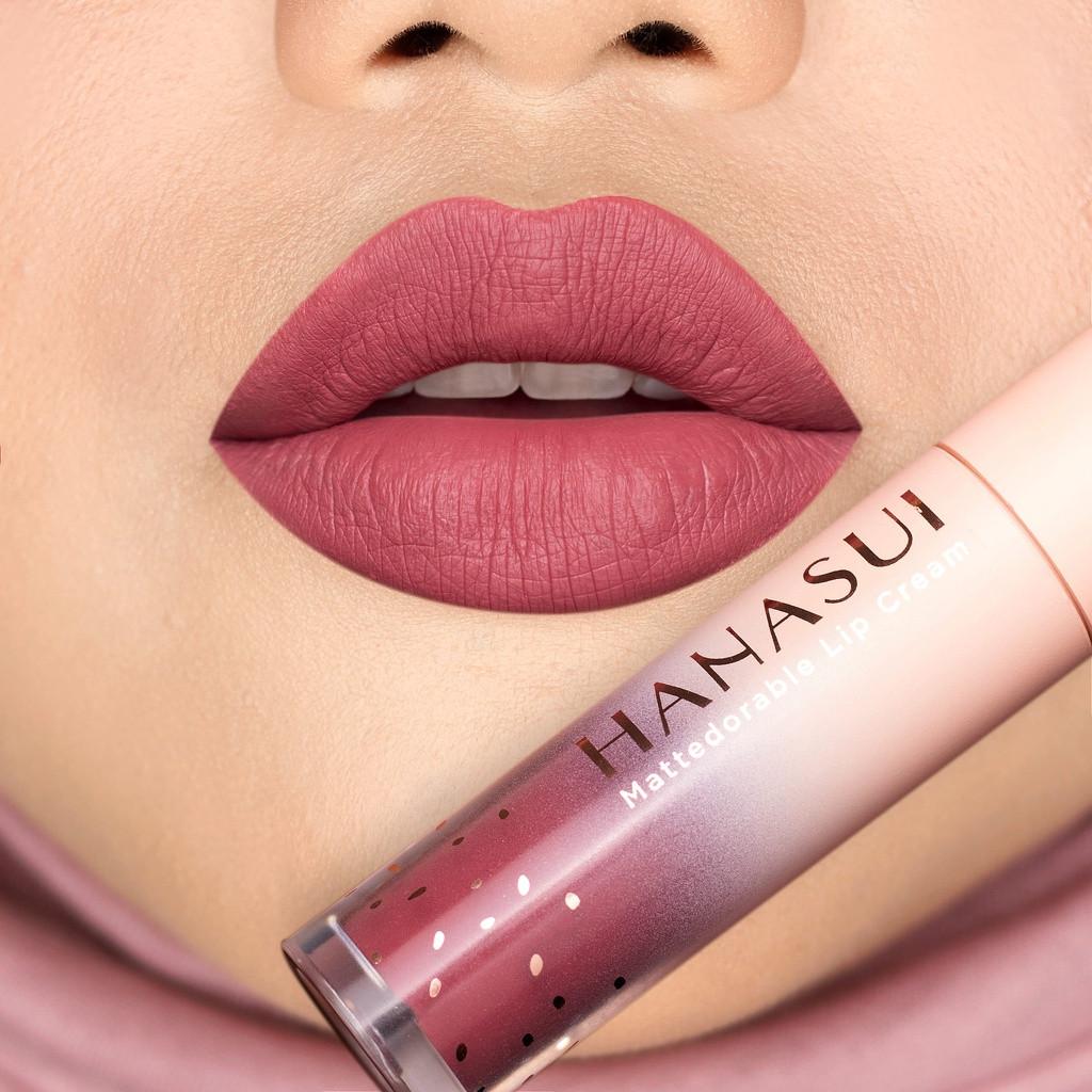 HANASUI Mattedorable Lip Cream – Lip & Cheek Tint, Boba / Matcha Latte Shades