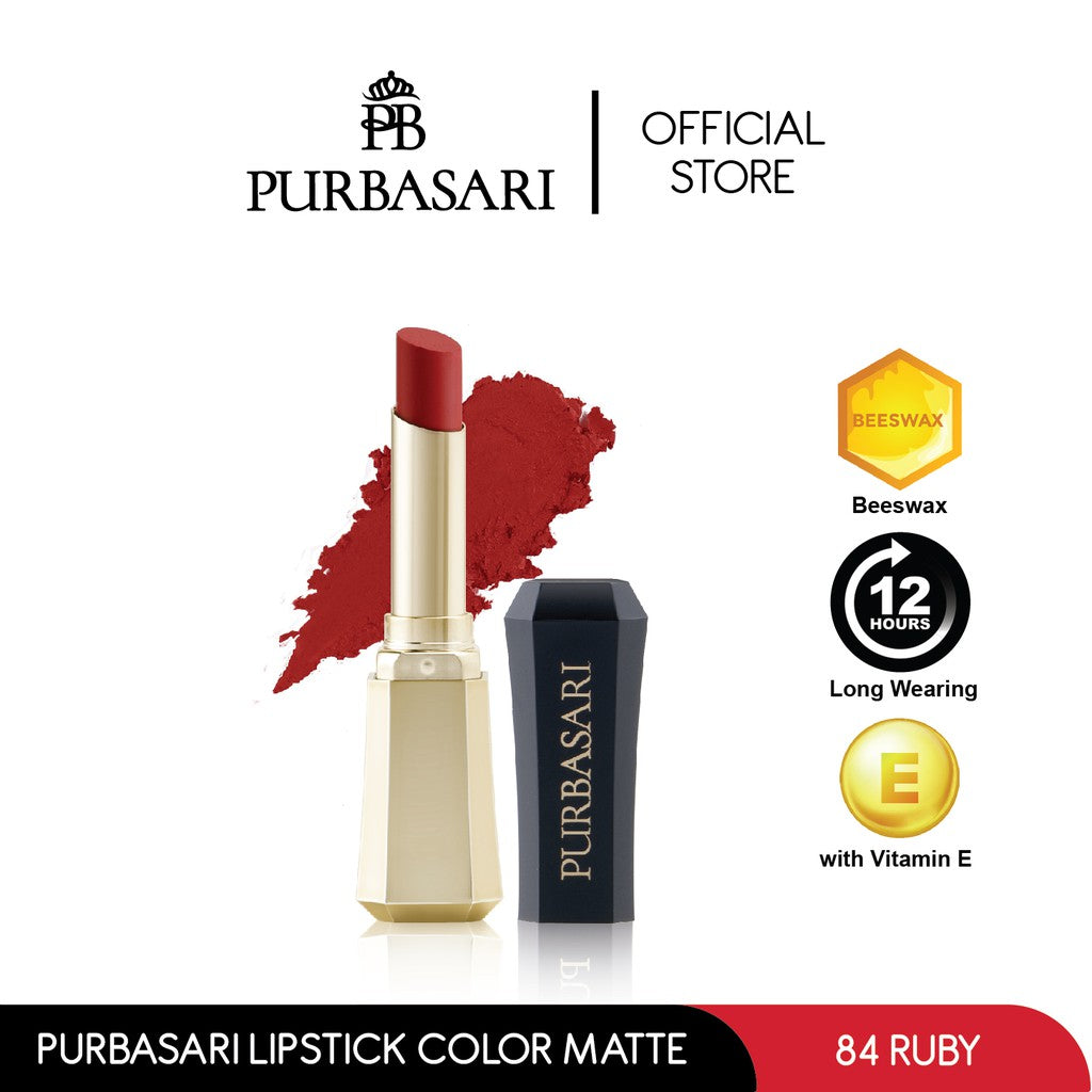 Purbasari Lipstick Color Matte 84 / Lipstick Matte / Lipstick tahan 12jam - Ringan dan lembut di bibir