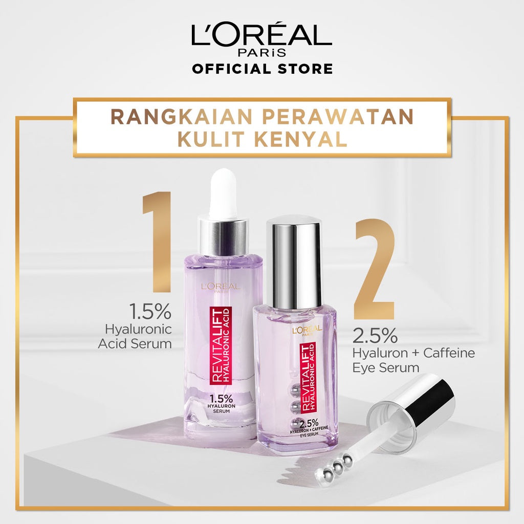 BARU! L'Oreal Paris Triple Roller 2.5% Hyaluron + Caffein Eye Serum Skincare - 20ml (Eye Serum dengan Instant Cooling Effect untuk menyamarkan garis halus dalam 2 minggu)
