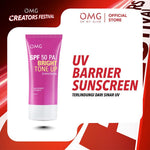 OMG OH MY GLOW Bright Tone Up UV Barrier Sunscreen SPF 50 PA++++ 25 ml | Sunscreen Bright Booster Mencerahkan dengan kandungan Serum Vit B3+C+E