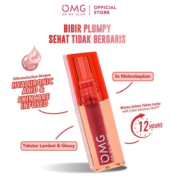 OMG Glassy Lip Tint 2g Moisturizing OH MY GLAM Lip Tint Warna Intense Tahan 12 Jam Skincare Infused