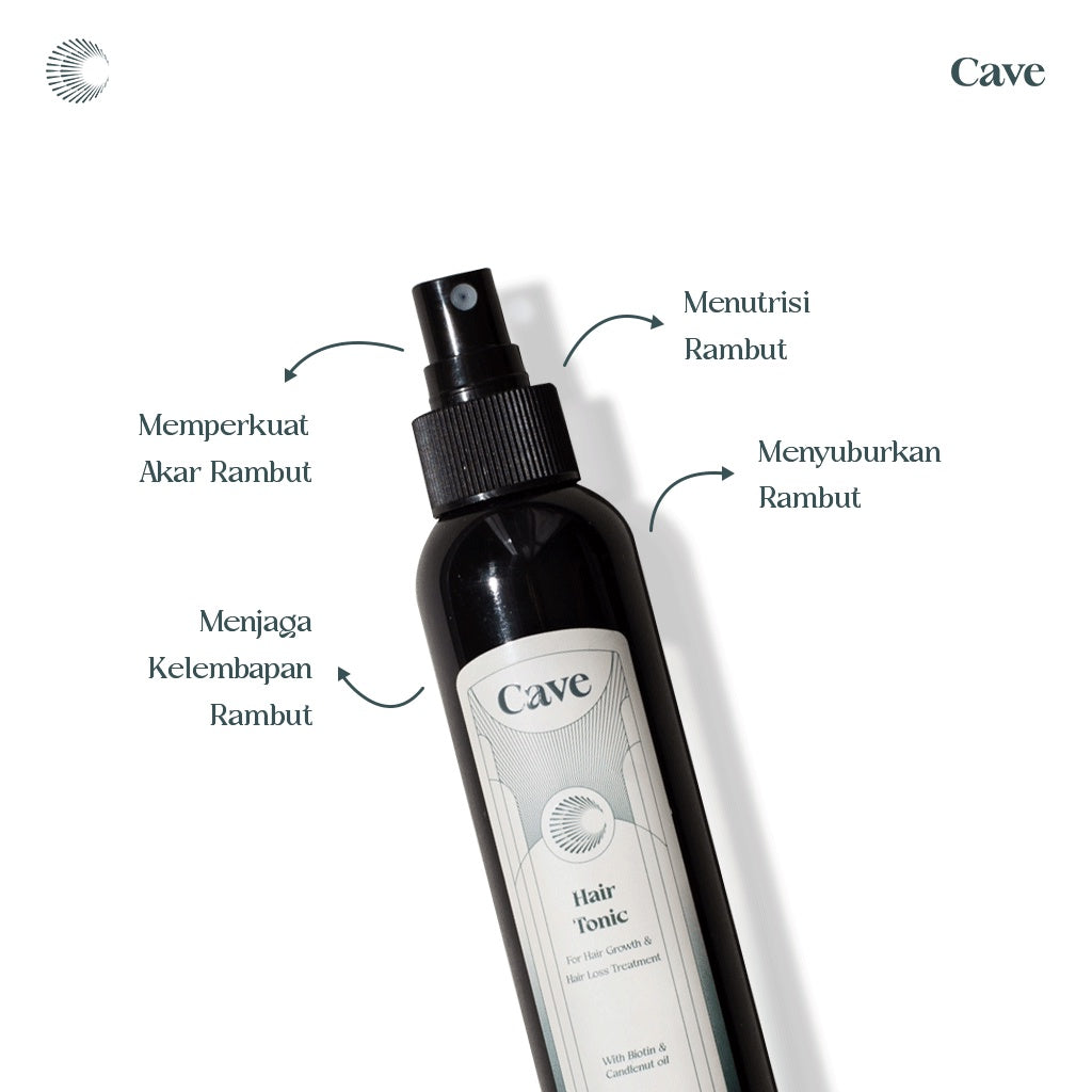 Cave Hair Shampoo & Hair Tonic - Penumbuh Pemanjang Pelebat Rambut Pria Mengurangi Rontok & Kebotakan