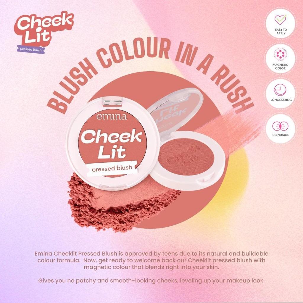 Emina Cheek Lit Pressed Blush x Muzik Tiger 3.5g – Cute Matte Blush with Natural Glow for Daily Looks