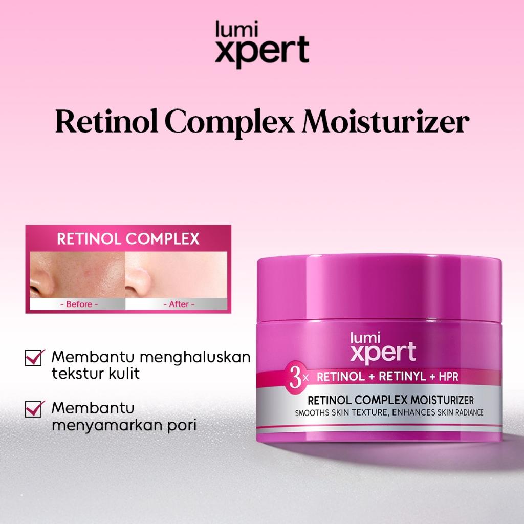 Lumixpert 3x Retinol Complex Moisturizer Membantu regenerasi kulit dengan stabil untuk merawat kulit berjerawat, menghaluskan tekstur