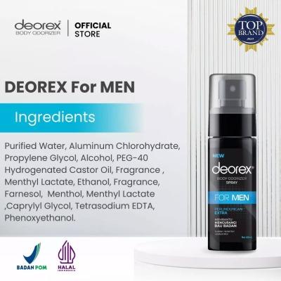 Deorex Body Odorizer Spray for Men – 60ml | Long-Lasting Odor Neutralizer for Active Lifestyles | Fragrance-Free & Non-Sticky Formula