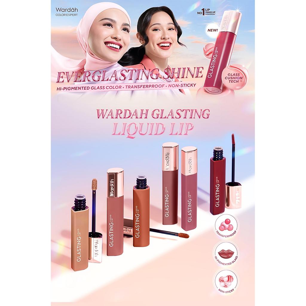 WARDAH Glasting Liquid Lip – Glassy Shine | High Pigment | Lightweight & Non-Sticky