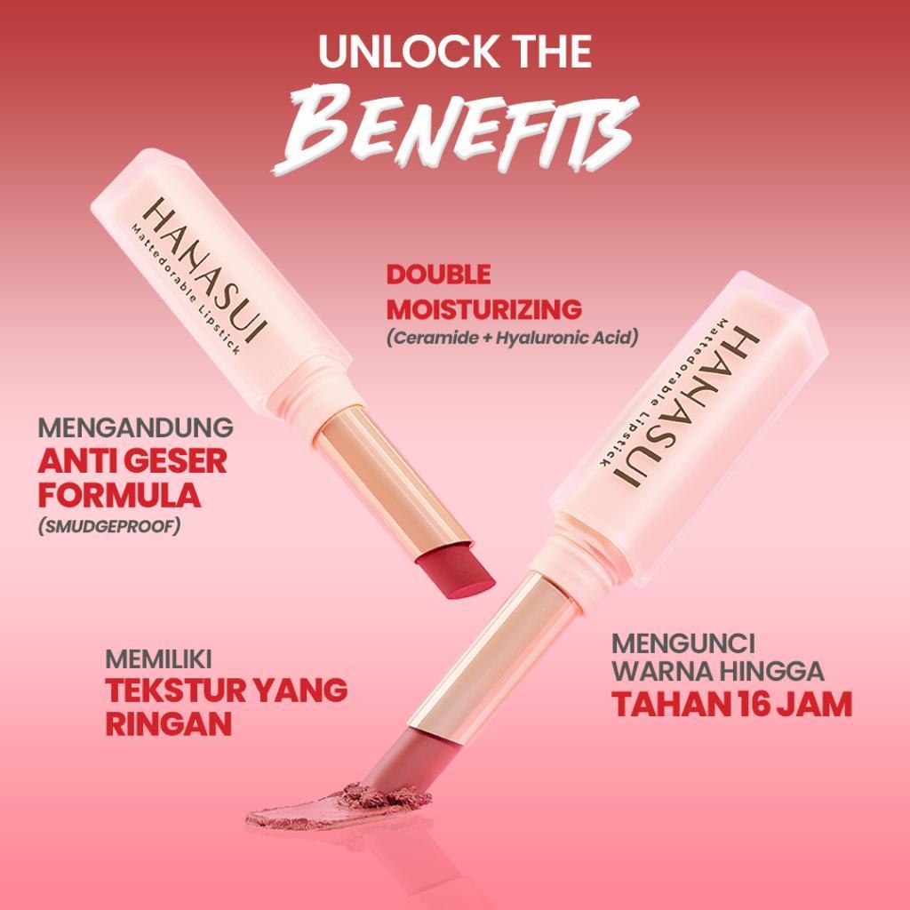 HANASUI Mattedorable Matte Lipstick 2g - Moisturizing & Smudge-Resistant Formula for Smooth Application