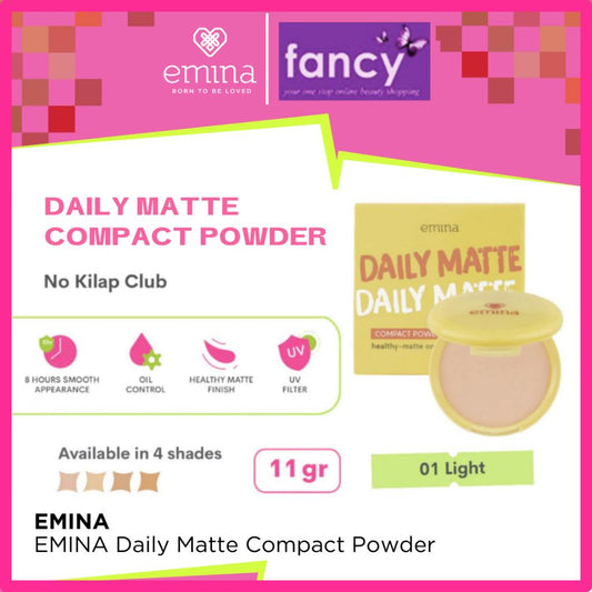 Emina Daily Matte x MUZIK TIGER COMPACT POWDER [Bedak Padat] 11gr No Kilap Club