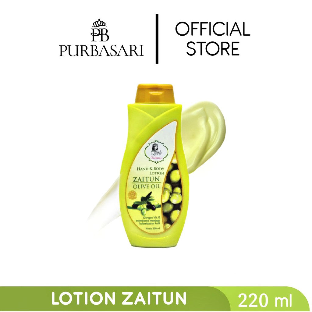 Purbasari Hand And Body Lotion Zaitun 220 ml / HBL Zaitun / Body Lotion - Melembapkan kulit - Merawat kulit kering dan kasar - Menutrisi Kulit