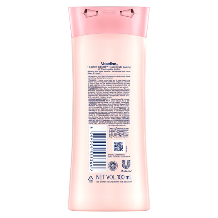 Vaseline Lotion Healthy Bright Fresh & Bright Cooling 100ml Twin Pack