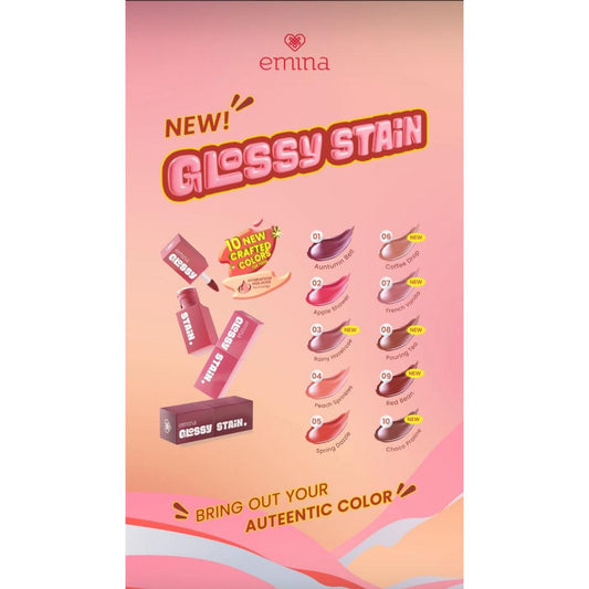 EMINA - Glossy Stain 3g Lip Tint | Comfortable Gel Formula Long Lasting Lip Stain