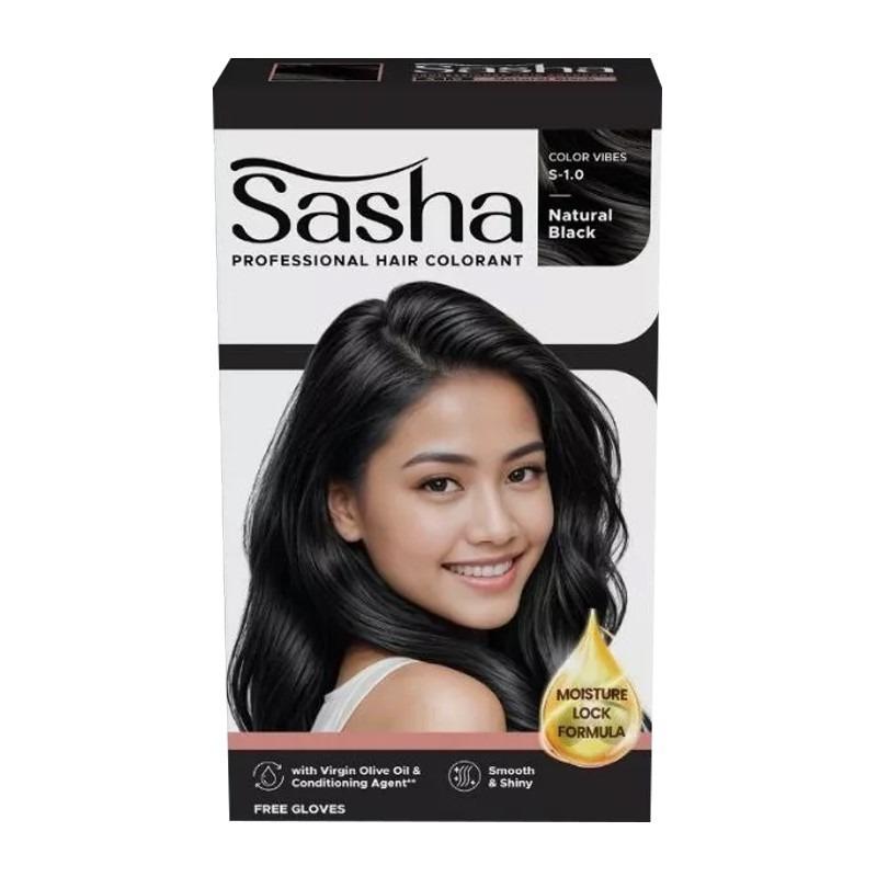 Sasha Professional Hair Colorant Natural Black 25g+25g – Easy DIY Hair Dye for Long-Lasting, Natural-Looking Black Hai
