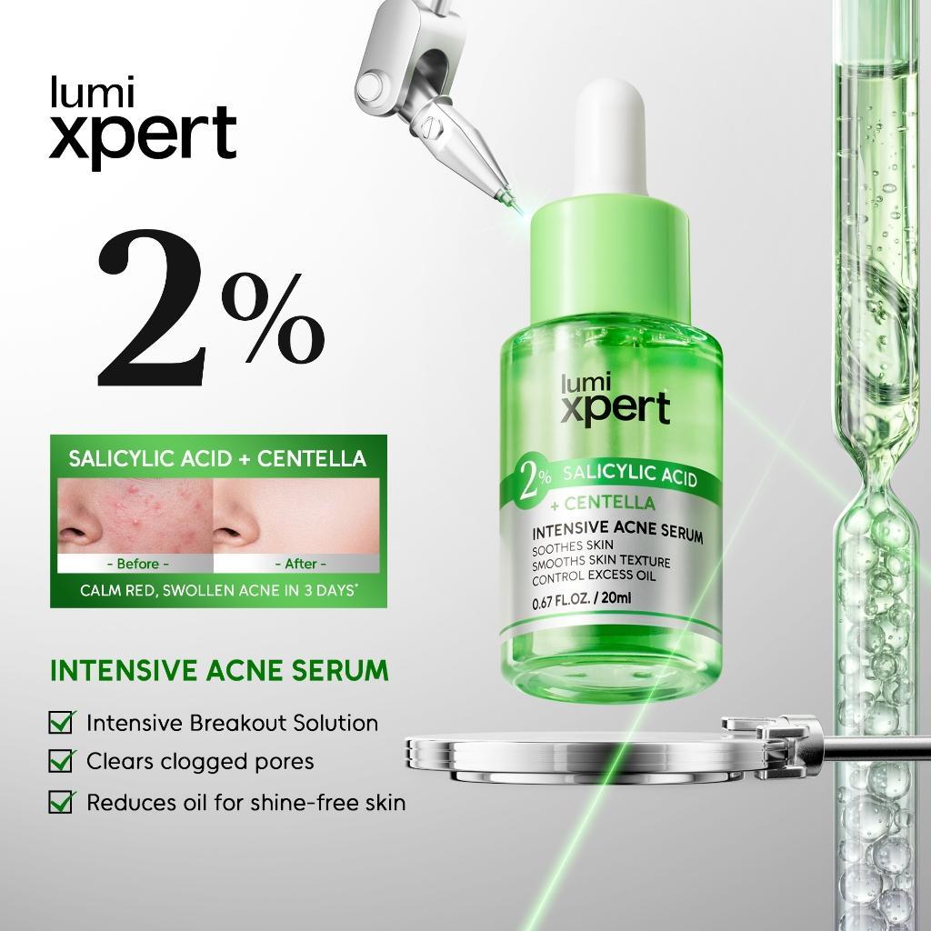 Lumixpert 2% Salicylic Acid Centella Intensive Acne Serum 20ml Mengurangi jerawat dan noda bekas jerawat Menenangkan kulit yang teriritasi
