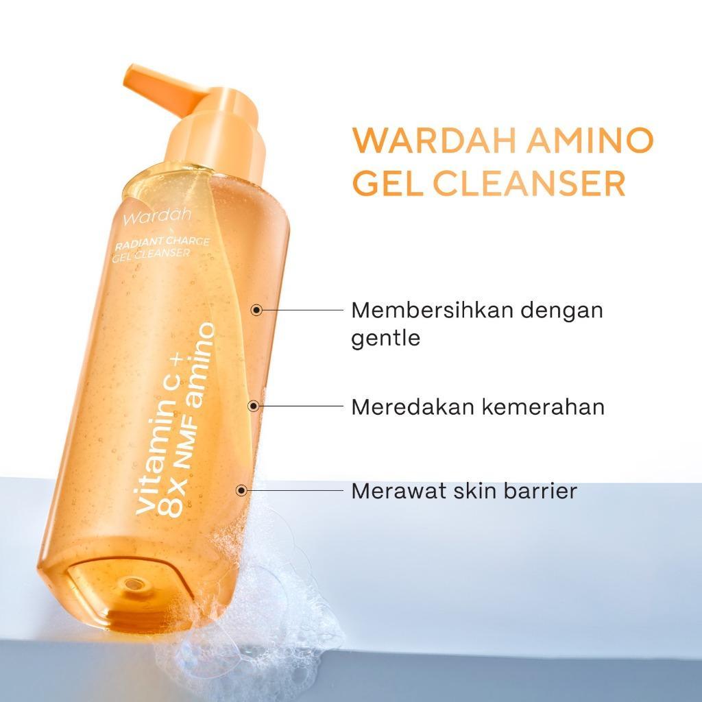 WARDAH Amino Gel Cleanser Vitamin C + 8X NMF Amino 120ml | Low pH Gentle Face Wash for Dull, Dry & Sensitive Skin | Hydrating & Brightening Skincare