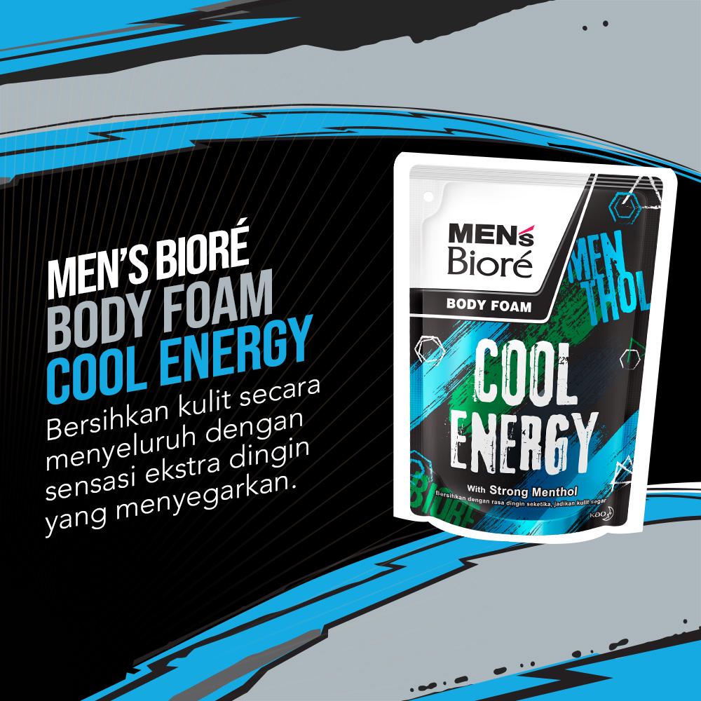 Men's Biore Sabun Mandi Cair Untuk Pria Cool Energy Strong Menthol Botol 250 ml + Refill 400 ml - Sabun Cair Body Wash