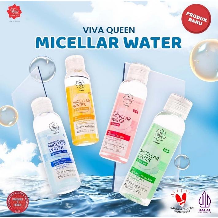 Viva Queen Micellar Water 100ml – Bright Glow / Acne Care / Sensitive Care / Rose Collagen – Gentle Makeup Remover