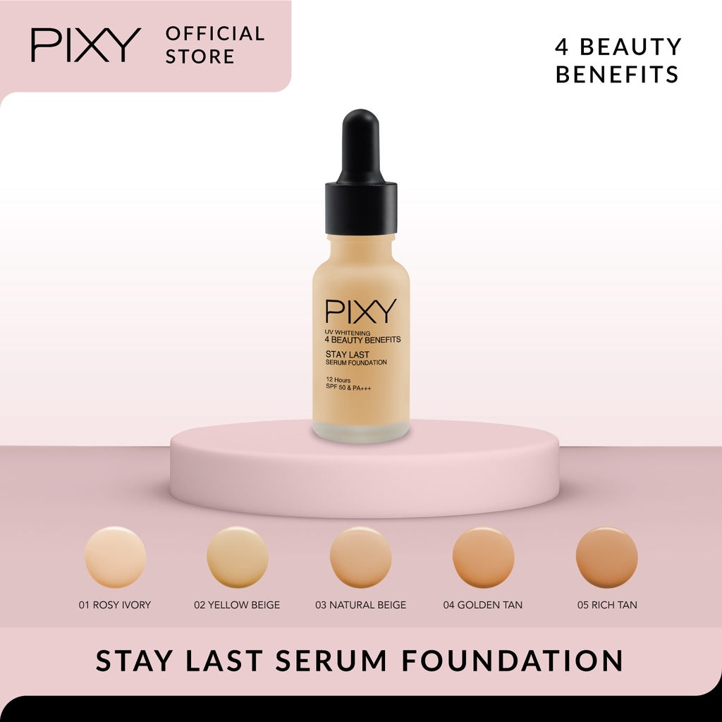PIXY Stay Last Serum Foundation 4 Beauty Benefits 02 Yellow Beige