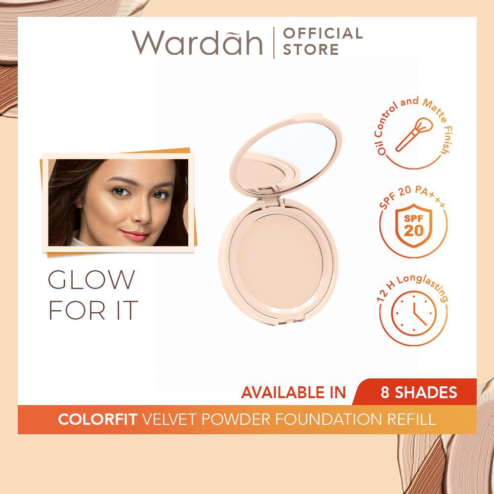 Wardah Velvet Powder Foundation Refill | SPF 20 | Long-Lasting Matte Finish | Oil Control | BPOM |