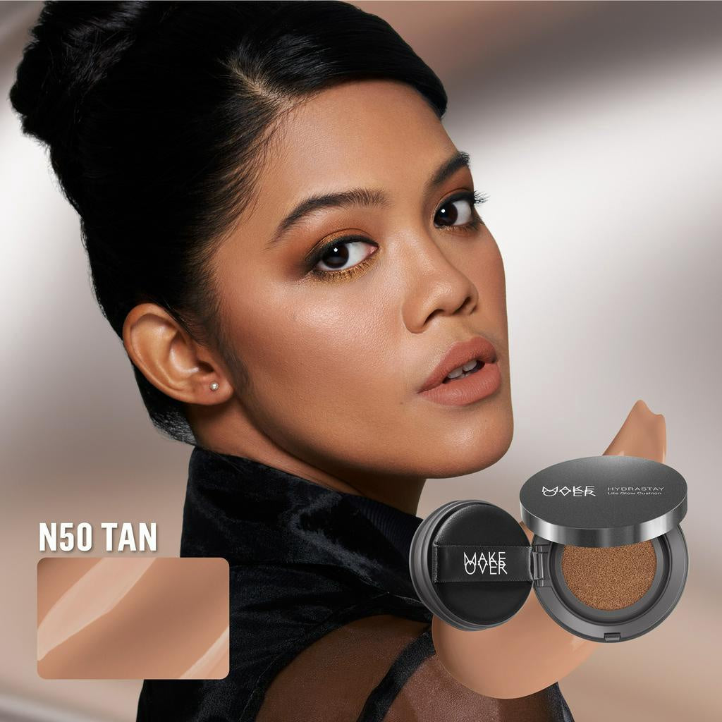MAKE OVER Hydrastay Lite Glow Cushion 15 g - Cushion atau Foundation Compact untuk Dry Skin atau Kulit Kering BEST SELLER High Coverage Concealer Foundation Make Up Makeup