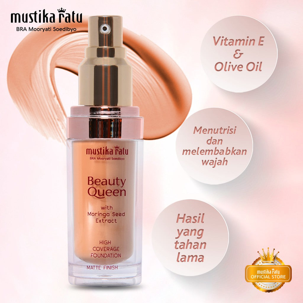 Beauty Queen High Coverage Foundation Matte Finish SPF30 shade Caramel Mustika Ratu