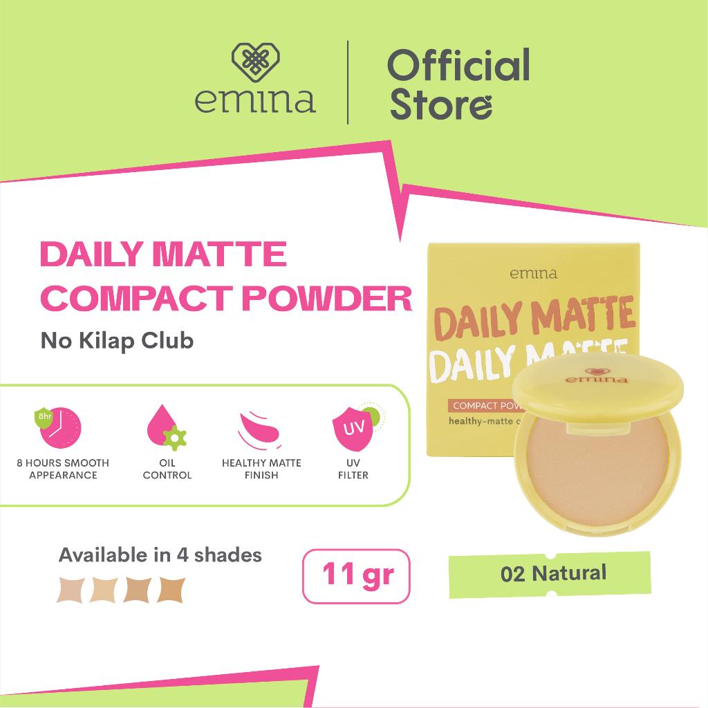 Emina Daily Matte x MUZIK TIGER COMPACT POWDER [Bedak Padat] 11gr No Kilap Club