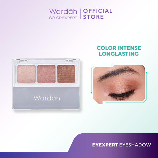 Wardah EyeXpert Eyeshadow Trio | 3 Intense Long-Lasting Colors | Blendable & Pigmented – Serba Ada