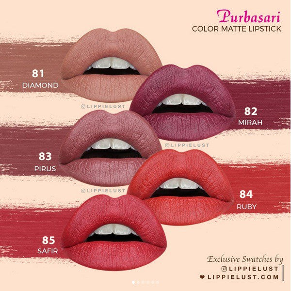 Purbasari Lipstick Color Matte 85 / Lipstick Matte / Lipstick tahan 12jam - Ringan dan lembut di bibir