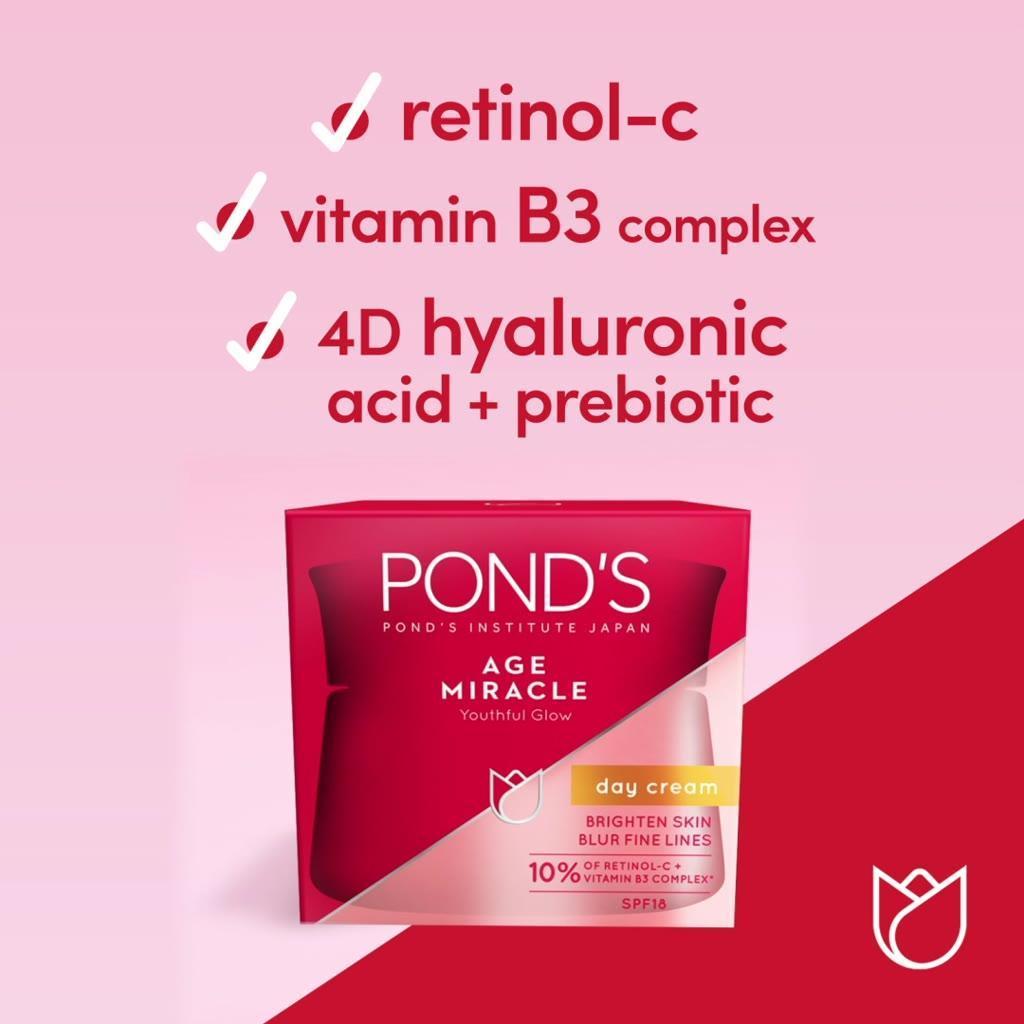 POND'S Age Miracle Hexyl-Retinol Day Cream 10g - Ultimate Youth SPF18 PA++ Pelembab Wajah with Advanced Repair Technology
