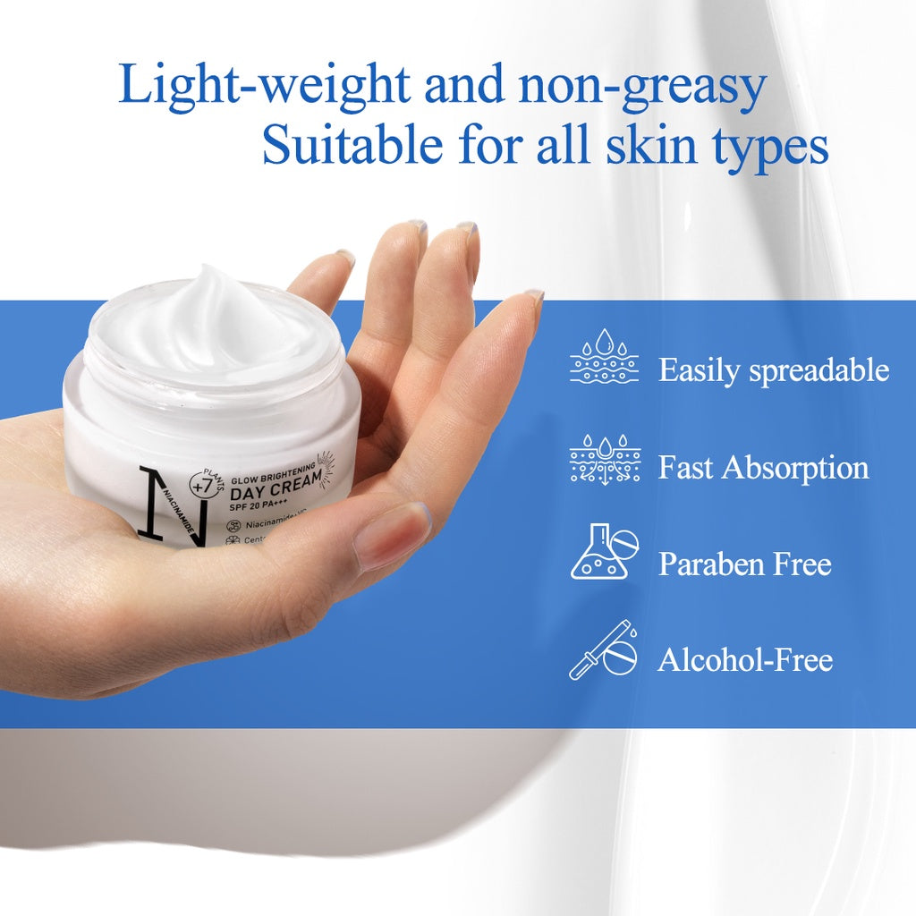 PREMIERE BEAUTE Day Cream Niacinamide Centella pelembab wajah White Glow Brightening 30g 20SPF PA+++ Cream Pemutih Wajah Calming Whitening Dark Spot Pelembab Wajah Pemutih Wajah Facial Moisturizer Brightening Gluta Lazy Cream