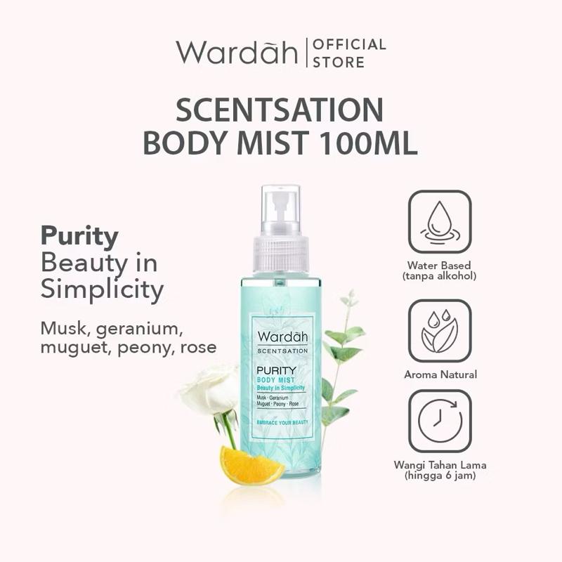 Wardah Scentsation Long-Lasting Body Mist for Women – 100ml Daily Fresh Fragrance Spray