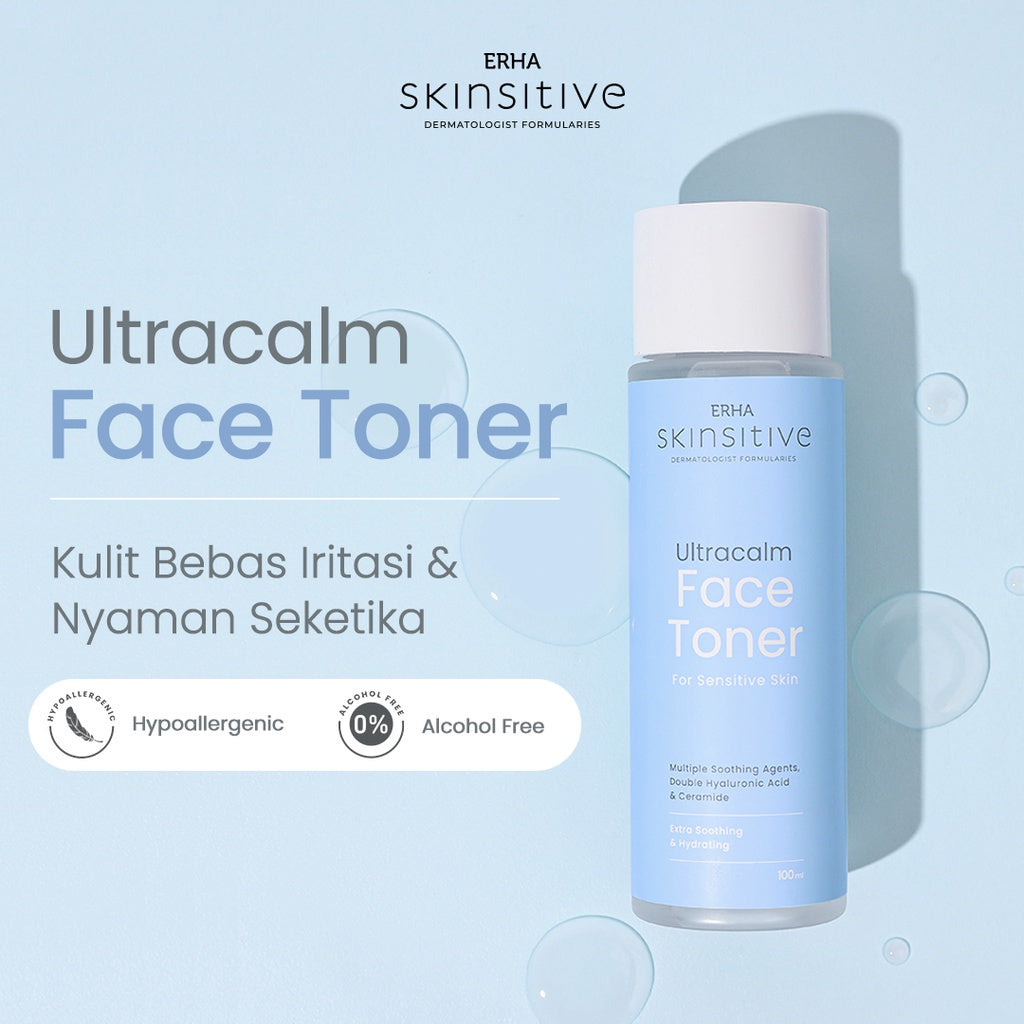 ERHA Bundle Skinsitive Ultracalm Face Wash 80g + Ultracalm Face Toner 100ml - Paket Kulit Wajah Sensitif & Aman untuk Semua Jenis Kulit